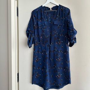 Rebecca Taylor Floral Silk Drawstring Waist Dress